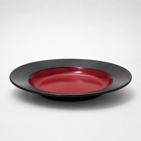 Red & Black Deep Round Plate 25 cm