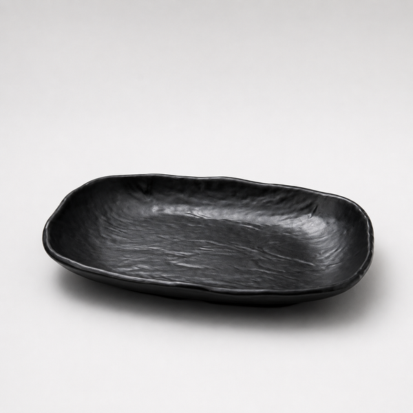 Stone Black Long Rounded Plate