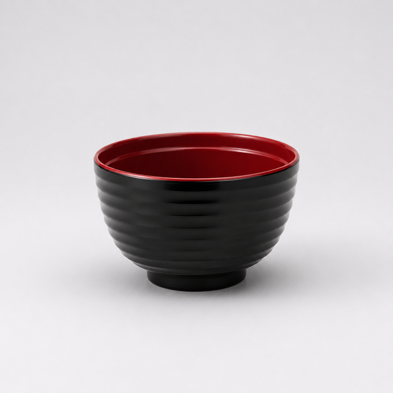 Red & Black Swirl Soup Bowl with Lid