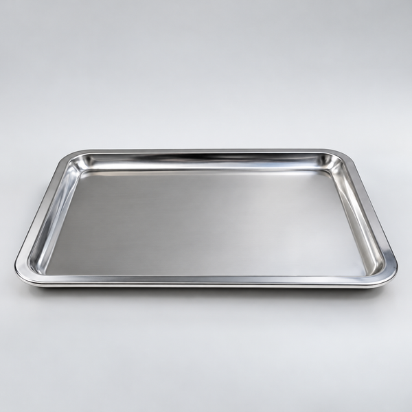 Stainless Steel Kitchen Prep Tray Rectangular Shallow Serving Tray 40 x 30 x 2.5 cm