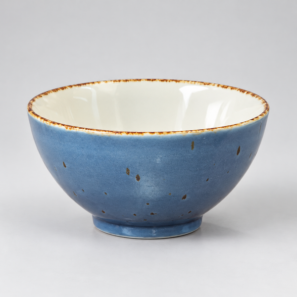 Rustic Blue Ceramic Rice Bowl 5.5"