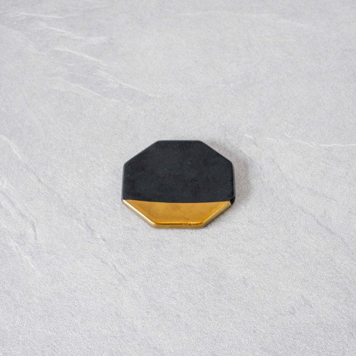 Chic Gold & Black Coaster Octagon 9cm 3