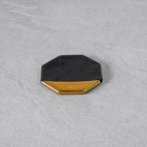 Chic Gold & Black Coaster Octagon 9cm 6