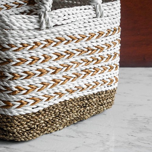 Handwoven Basket Square - Brown Accent