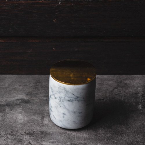 Marble Mug White with Gold Lid