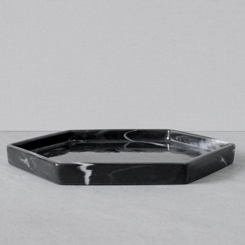 Sierra Decorative Tray Hexagon 10.5" - Black
