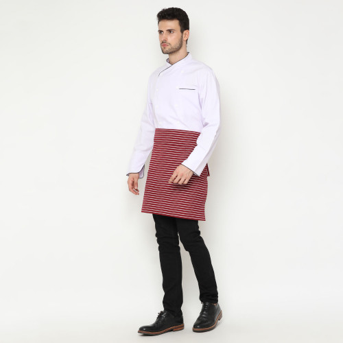 Stripes Half Apron Red & White 3