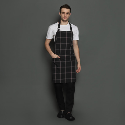 Checkered Full Kitchen Apron Black
