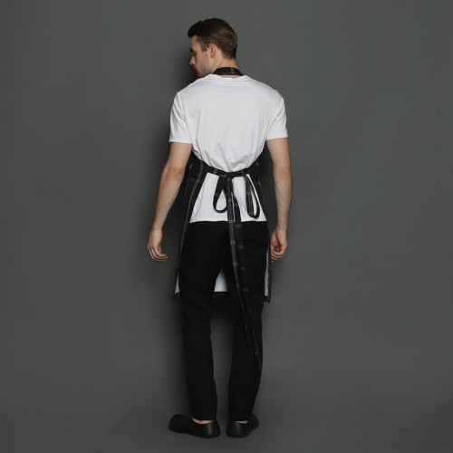 Checkered Full Kitchen Apron Black 2