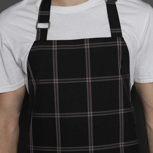 Checkered Full Kitchen Apron Black 5