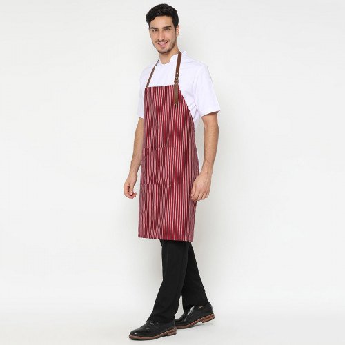 Chester Full Apron White Stripes Over Red 4