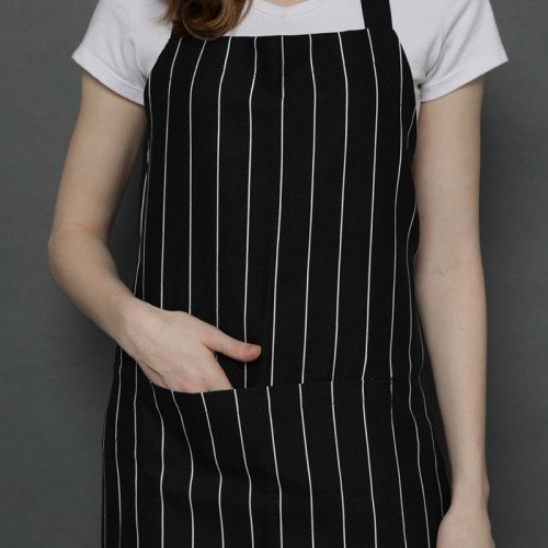 Taylor Full Apron White Stripes Over Black 5