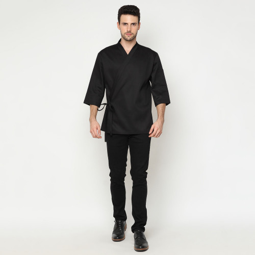 Itamae Long Sleeves Black Japanese Chef Coat 4