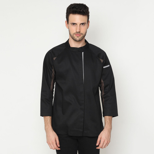 Blanche Long Sleeves Black Chef Coat