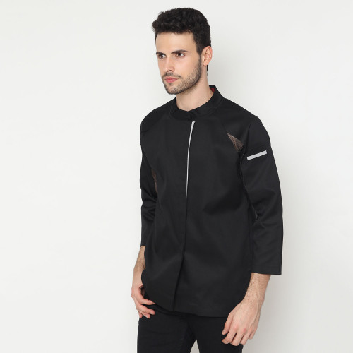 Blanche Long Sleeves Black Chef Coat 2