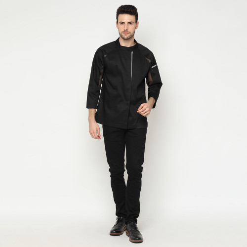 Blanche Long Sleeves Black Chef Coat 3