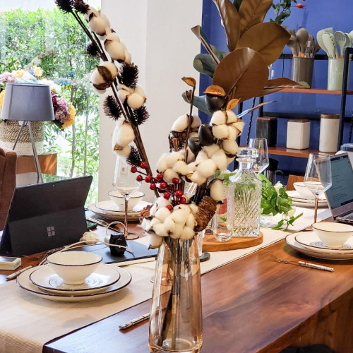 White Cotton Plant - Four Blossoms Bouquet 4