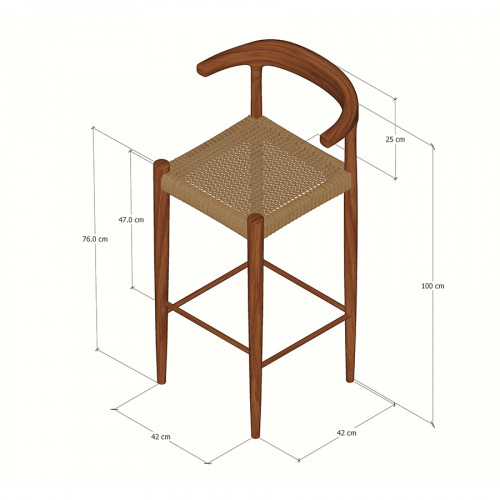 Carmen Bar Stool - Cream Rope 4