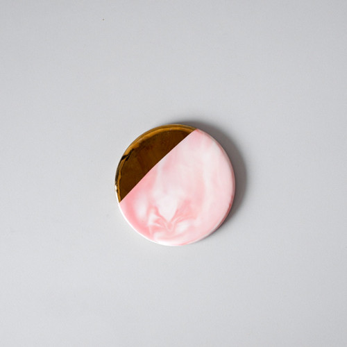 Chic Gold & White Coaster Square 9cm 2