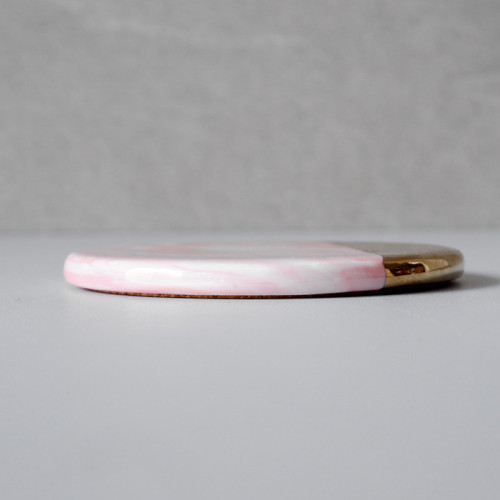 Chic Gold & White Coaster Square 9cm 4