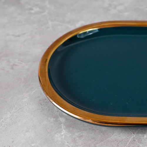 Gold-Rimmed Oval Display Tray White 5