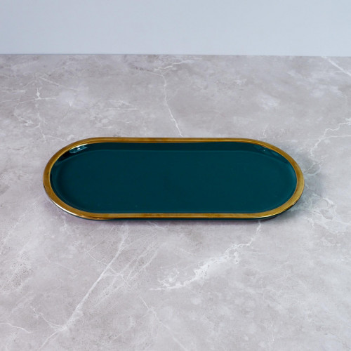 Gold-Rimmed Oval Display Tray White 6