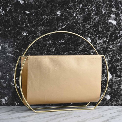 Modern Leather Magazine Rack Triangle Brown 2
