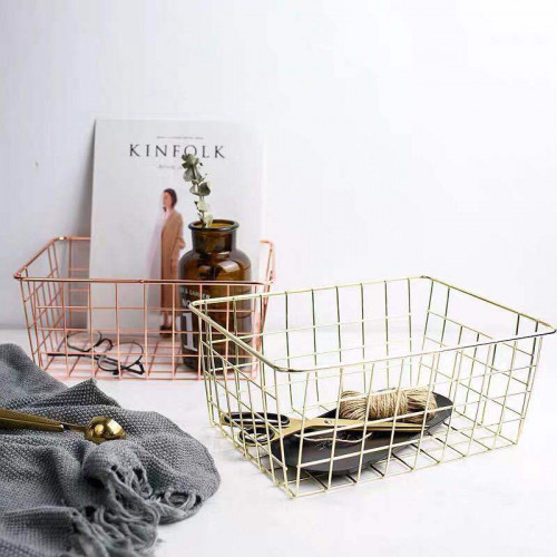 Tabletop Display Basket Rose Gold 26.5 x 17.5cm Tall 4