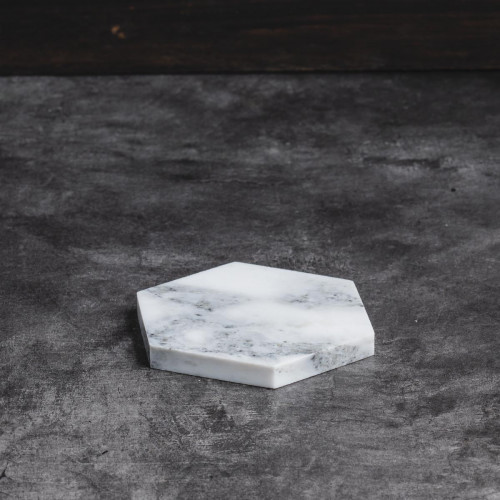 Hexagon Marble Coaster White