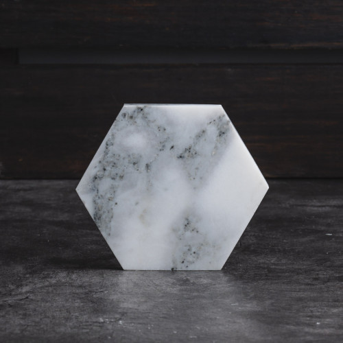 Hexagon Marble Coaster White 3