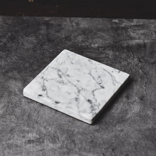 Square Marble Coaster White