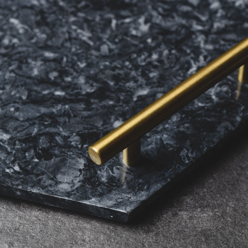 Hexagon Marble Platter Gold Handle 11.6" 3