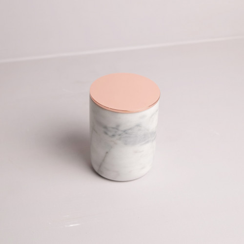 Marble Mug White with Rose Gold Lid 2