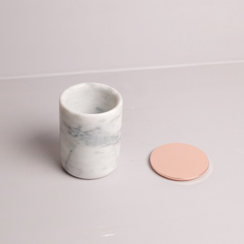 Marble Mug White with Rose Gold Lid 3