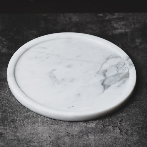 Round Marble Tray White 8"