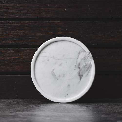 Round Marble Tray White 8" 2