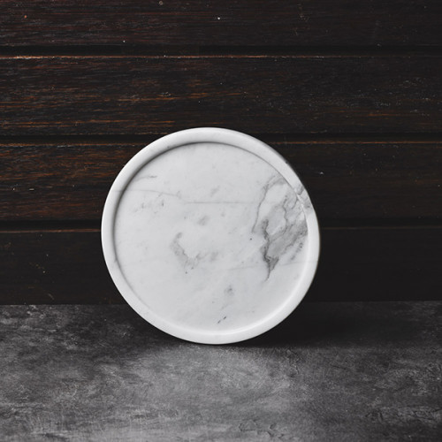 Round Marble Tray White 8" 4