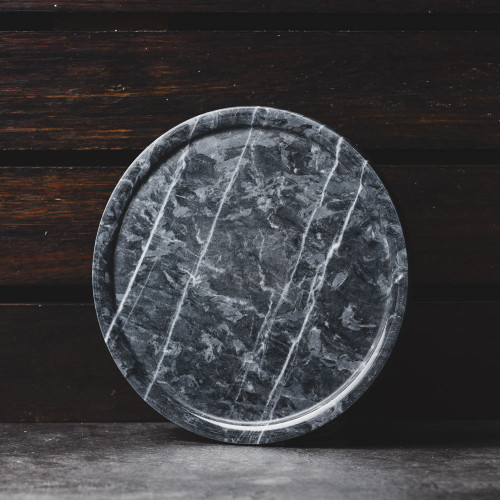 Round Marble Tray Black 8" 3