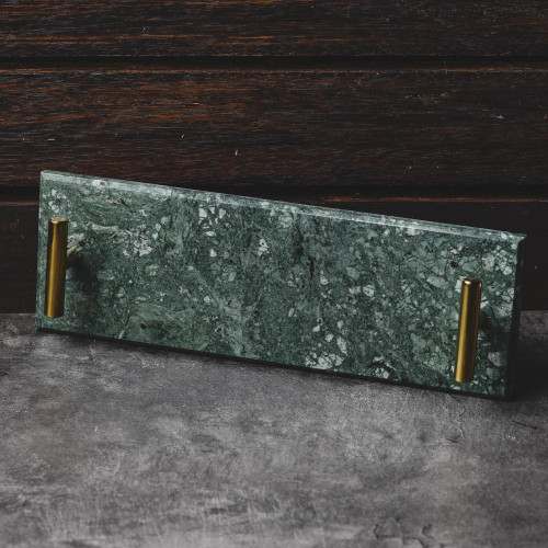 Long Marble Tray Green w/ Handle 29.5cm x 9.5cm 2