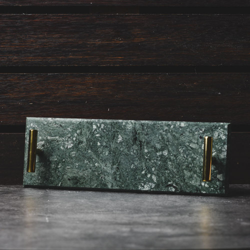 Long Marble Tray Green w/ Handle 29.5cm x 9.5cm 3