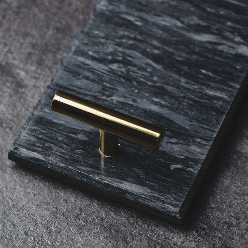 Long Marble Tray Black w/ Handle 29.5cm x 9.5cm 2