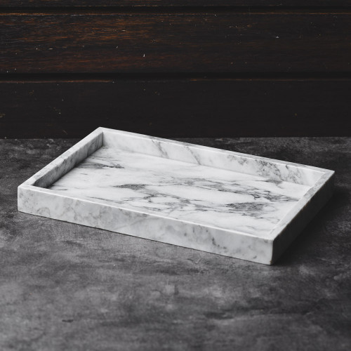 Rectangular Marble Tray White 30cm x 20cm