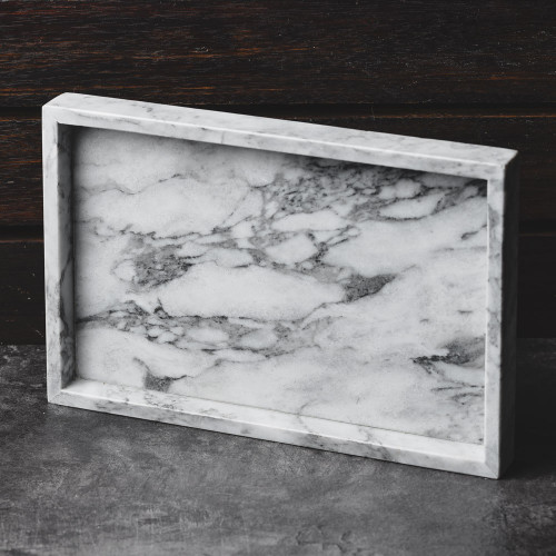 Rectangular Marble Tray White 30cm x 20cm 2