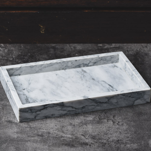Rectangular Marble Tray White 25cm x 15cm
