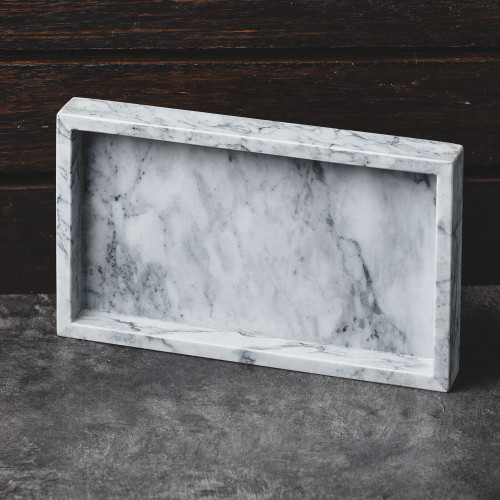 Rectangular Marble Tray White 25cm x 15cm 2