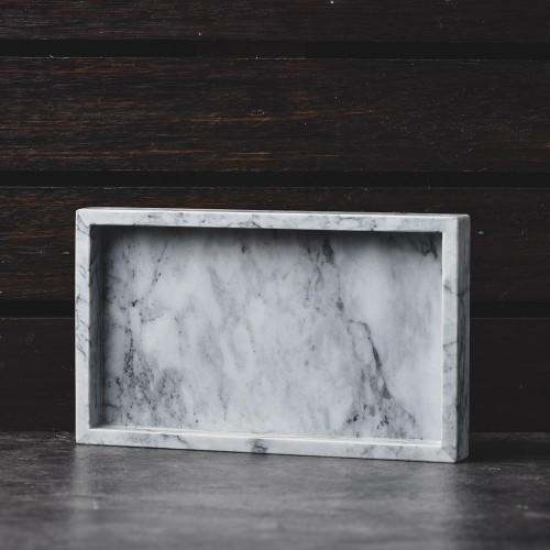 Rectangular Marble Tray White 25cm x 15cm 4