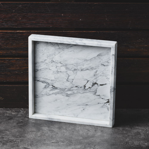 Square Marble Tray White 25cm x 25cm 2