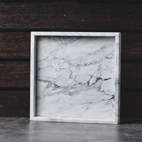Square Marble Tray White 25cm x 25cm 4