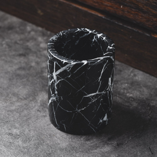 Marble Décor Vase Black Short 9.5cm x 12cm 2