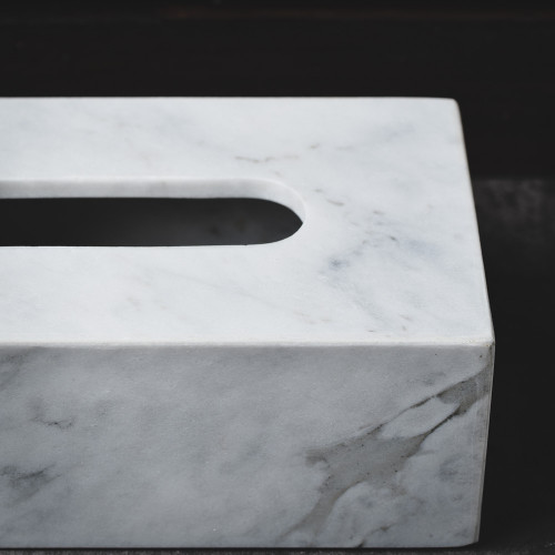 Rectangular Marble Tissue Box White 23cm x 14cm 2